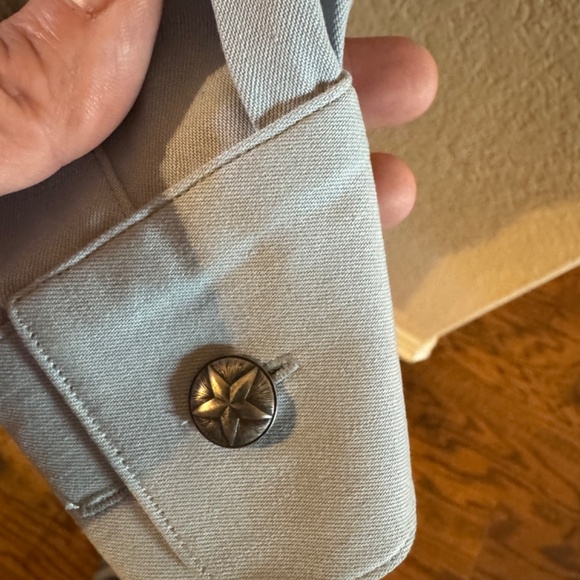 Men's Pale Blue Stubbs Wester Texas Star Button Long Sleeve Banded Collar SZ L - Picture 9 of 11